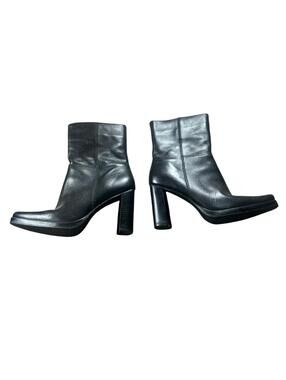 Vintage Candies Black Leather Patchwork Platform Boots